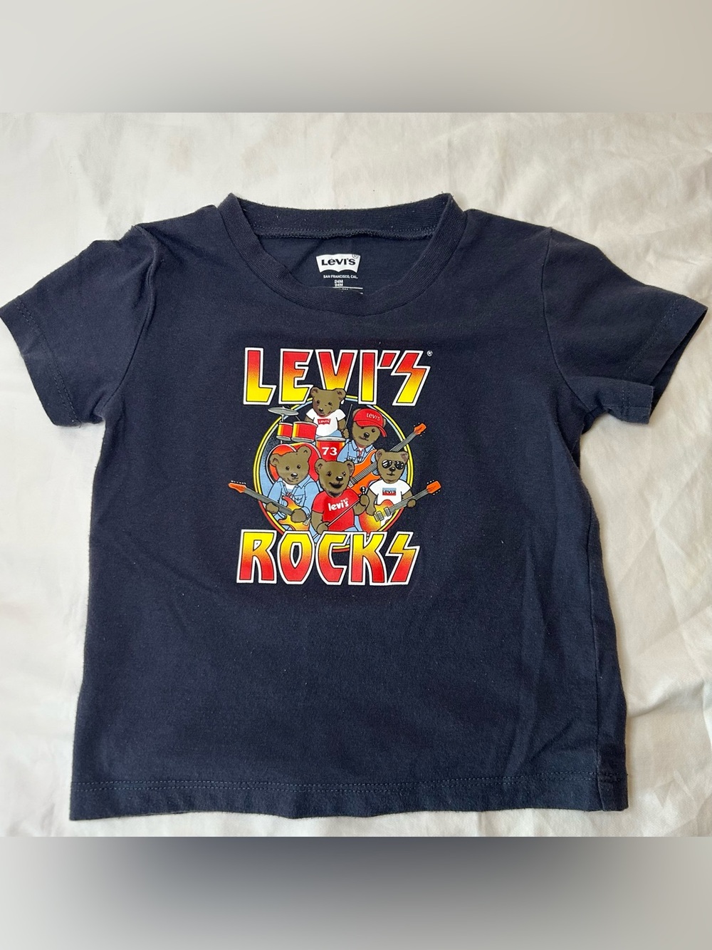 Levi's Kids Graphic Tee Shirt 24M Black Levis Rocks Bear Band
